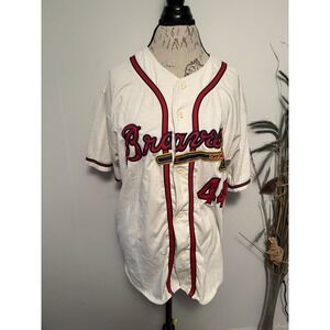 Vintage Atlanta Braves Jersey Mens L MLB Baseball Starter‎ Hank Aaron 44 90s